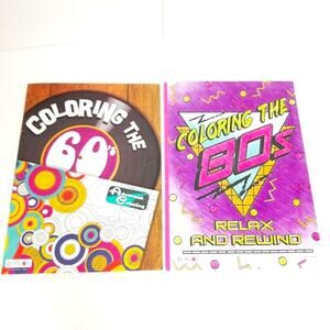 2 New 60s & 80s Adult Coloring Books 32 pages